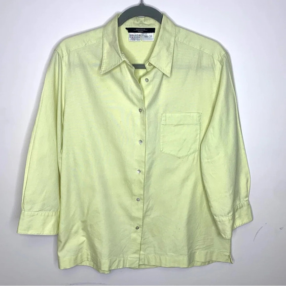Vintage Weekend Max Mara Mint Green 3/4 Sleeves Button Front  Shirt Size Large - Picture 2 of 11
